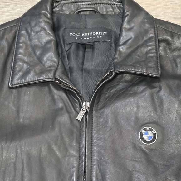 BMW Port Authority Leather Jacket Womans Sz Large Lined Black Soft - Picture 7 of 8